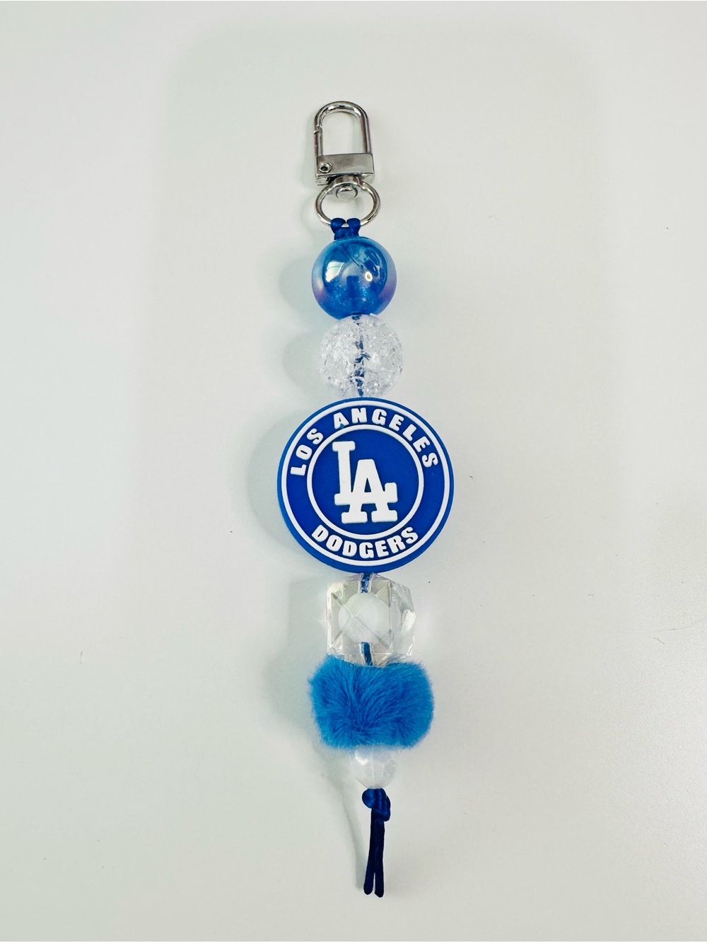 Blue Bead Keychain Charm